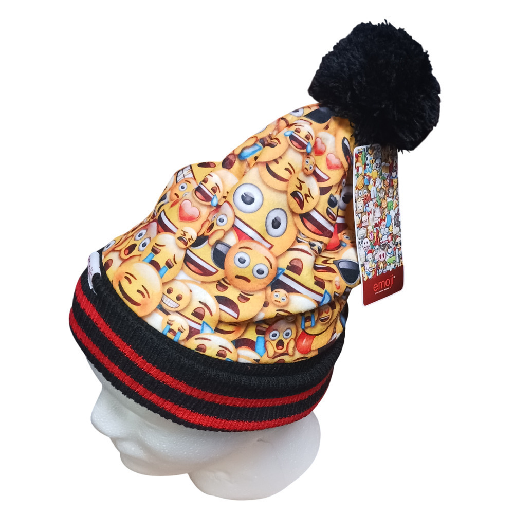 Emoji Unisex Beanie Knit Pom Pom Winter Hat One Size New